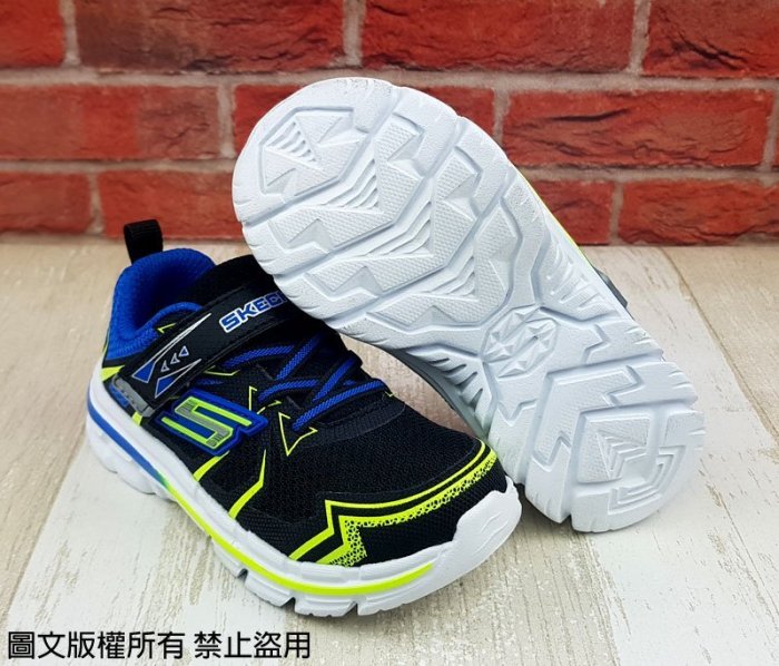 【琪琪的店】 SKECHERS 童鞋 跑鞋 休閒鞋 運動鞋 鬆緊鞋帶 記憶型泡棉鞋 男童 藍x黑 95358NBKBL