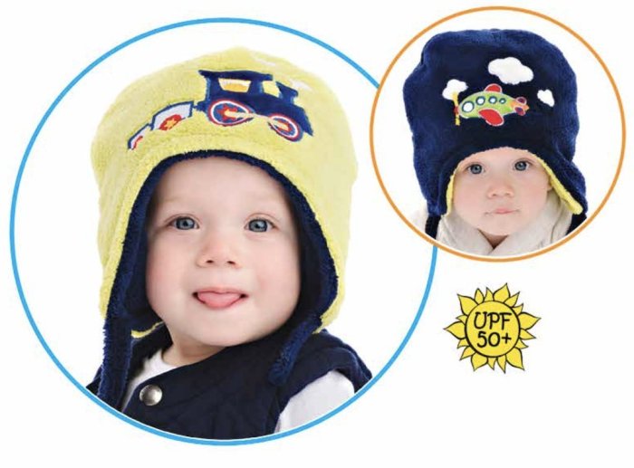 加拿大 Flapjack kids雙面寶寶保暖帽 新款 飛機/火車 UPF50+ 防曬又保暖
