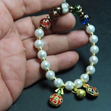 【競標網】高貴天然漂亮白色珍珠(養珠)吞金獸造型手鍊8mm(回饋價便宜賣)限量5組(賣完恢復原價350元)