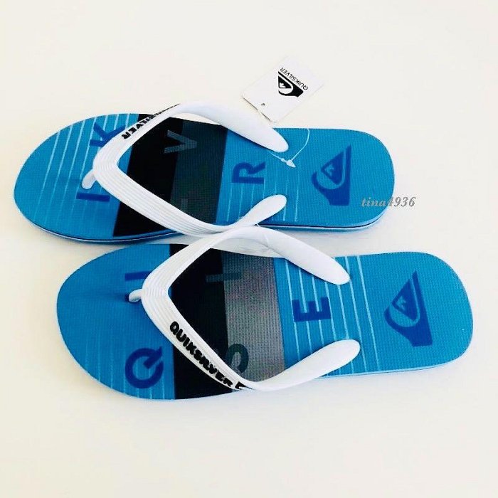 《現貨》QUIKSILVER 澳洲 男生 海灘拖鞋 US8，US9（MOLOKAI WORD BLOCK 人字夾腳拖鞋-藍色/白帶）