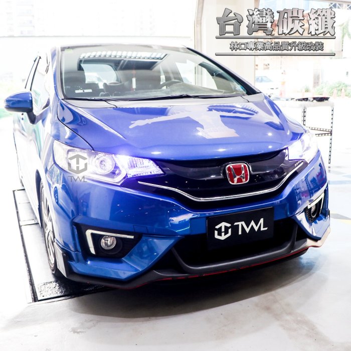 TWL台灣碳纖 全新HONDA本田FIT JAZZ 14 15 16 17 18 19年黑底LED魚眼投射大燈頭燈組