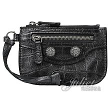 【茱麗葉精品】全新商品 BALENCIAGA 巴黎世家 專櫃商品 776769 Le Cagole 水鑽鉚釘卡片零錢包.銀黑 現貨