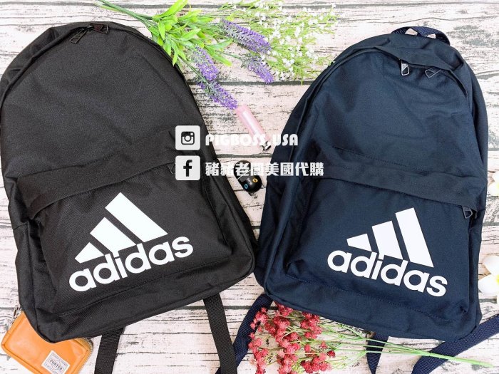 【豬豬老闆】ADIDAS LOGO 後背包 雙肩包 大LOGO 休閒 運動 訓練 男女款 黑FS8332 藍FT8762