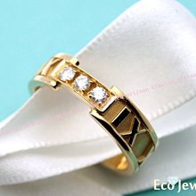 《Eco-jewelry》【Tiffany&Co】 稀有款 羅馬數字鑲三鑽玫瑰金戒指~專櫃真品 未使用