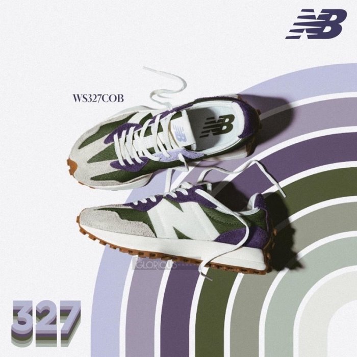 免運 New Balance 327 紫 綠 WS327COB 麂皮 拼接 大N 運動鞋【GL代購】