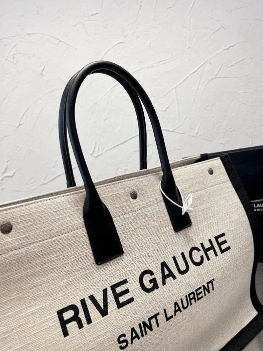 楊樹林女包 2022新款RIVE GAUCHE帆布包購物袋大包通勤包 字母logo印花手提托特包單肩包沙灘包 ysl圣羅蘭包袋