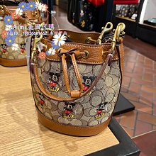 Aimi美國代購 Coach CN499 蔻馳新款Disney米奇刺繡緹花帆布手袋 水桶包 斜背包 附購證 商品吊牌標籤