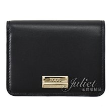 【茱麗葉精品】【全新商品】TODS 專櫃商品 金屬LOGO滑面牛皮對開釦式短夾.黑 現貨