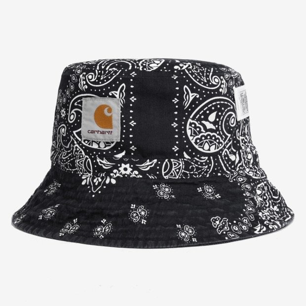 21SS Carhartt WIP BANDANA BUCKET HAT 雙面漁夫帽變形蟲黑色supreme