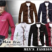 【Men Star】免運費 韓版格紋點綴襯衫 領帶襯衫 男 女 媲美 極度乾燥 superdry JEANS HUGO