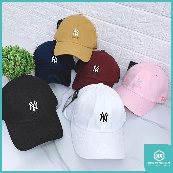 DOT聚點 創信 MLB 小NY 刺繡 紐約 洋基 Yankees 黑 白 粉紅 老帽 彎帽 硬版 電繡 小LOGO