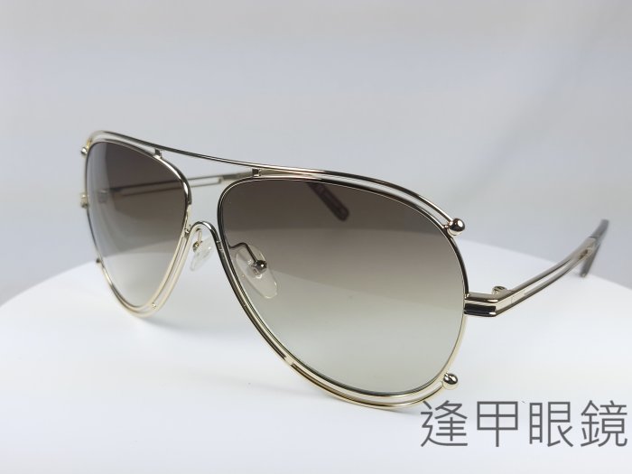 『逢甲眼鏡』Chloé太陽眼鏡 全新正品  橢圓框 金屬細框 漸層棕 飛官款【CE121S 743】