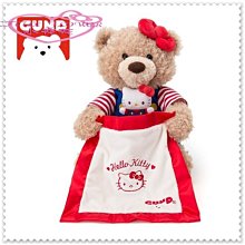 ♥小花花日本精品♥Hello Kitty GUND玩偶可動有聲絨毛娃娃造型有聲絨毛娃娃小熊坐姿出清賠售 50096206