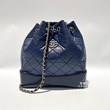 B5120 Chanel 藍色菱格拼黑底小號流浪後背包 A94485 (遠麗精品 台北店)