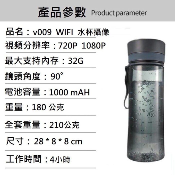 全新 水杯 隱藏式 水瓶 遠端 針孔攝影機 監控 1080P HD 蒐證 偽裝 水杯 針孔 攝影機 蒐證攝像機 128G