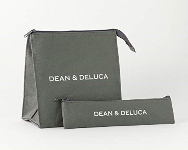 [瑞絲小舖]~日雜附錄DEAN＆DELUCA灰色帆布午餐袋&餐具收納袋 (2入組)