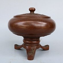 古都老物  仿古銅器 黃銅做舊熏香爐茶道室內裝飾擺設工藝品 高腳三足香爐