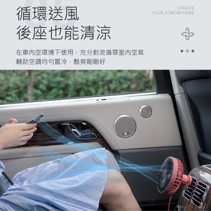 【車用空調風扇】車用風扇 汽車空調風扇 USB車用電風扇 冷氣出風口風扇 汽車風扇，循環風扇 後座也能清涼