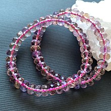 小極品-天然雙色紫黃晶 紫水晶黃水晶共體超夯8.5-8.8mm+鑽石刻面盤珠（單圈）手珠手鍊DIY串珠•點點水晶•