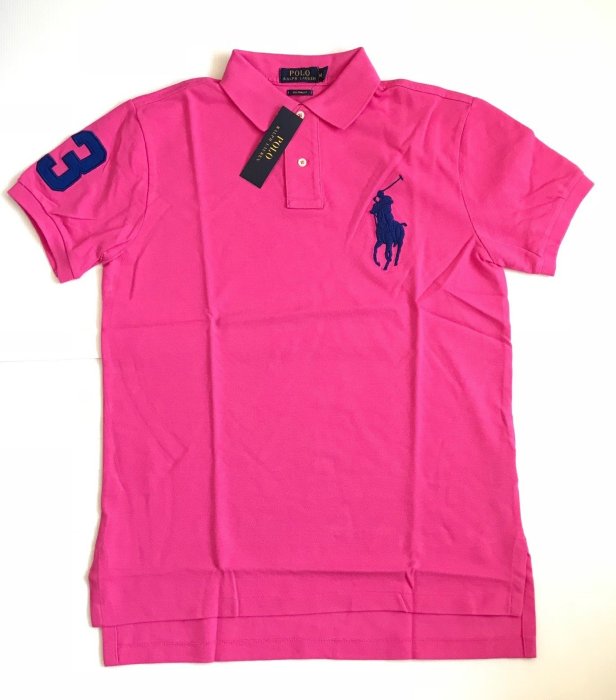 Ralph Lauren 桃紅色大馬網眼POLO衫、size：M【美國官網正品】