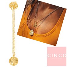 CINCO 葡萄牙精品 ELEONORA NECKLACE 925純銀鑲24K金 硬幣項鍊 浮雕光芒款