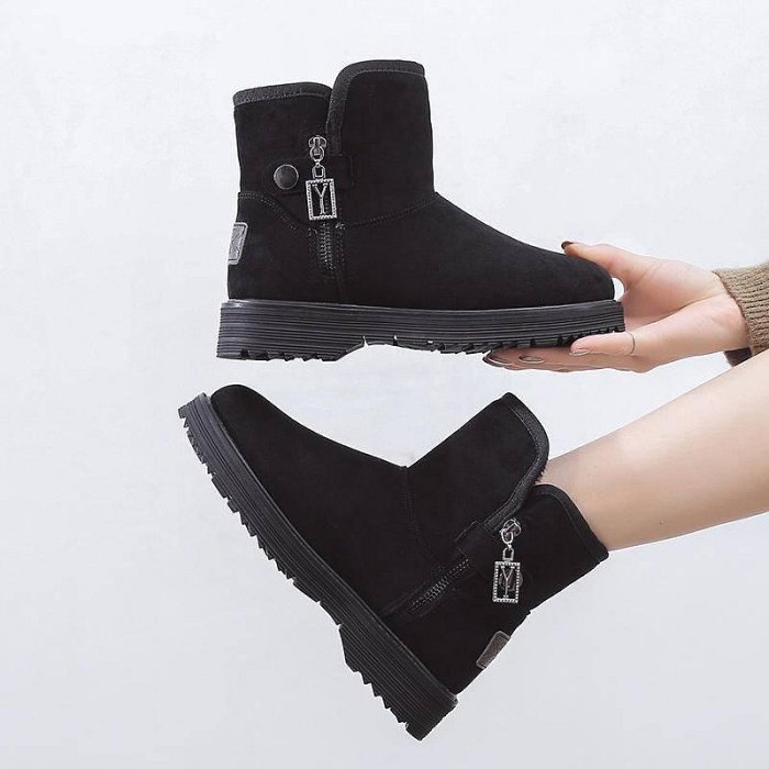 日本厚底雪地靴女冬季2024新款加絨加厚保暖短筒棉鞋時尚防滑短靴