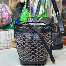 《當肯二手名品》GOYARD Petit Flot Bucket 黑色 老花 肩背包 斜背包 水桶包 ㊣