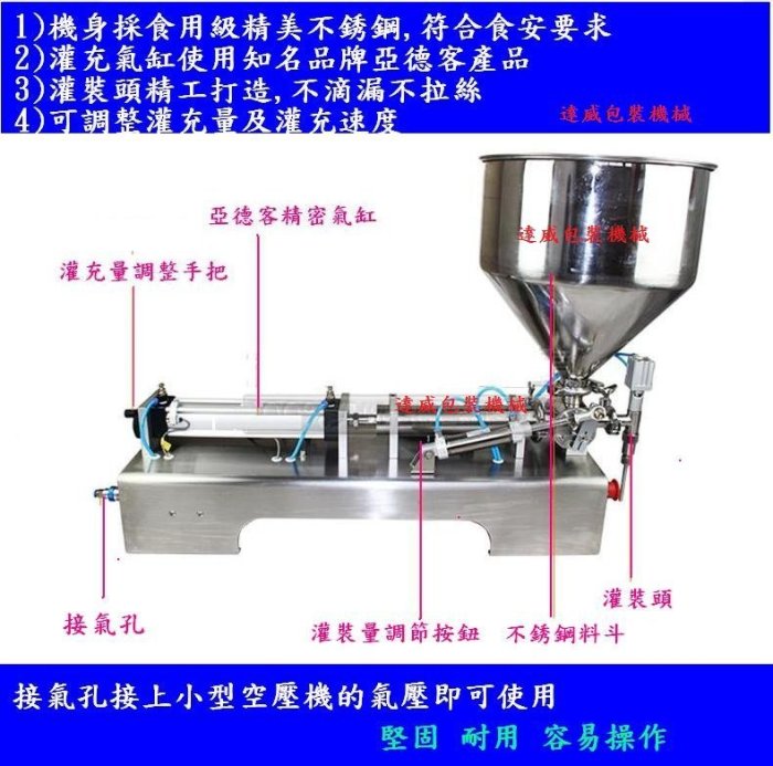 (達威包裝機械)  膏狀液體自動分裝機 (單氣缸頭)