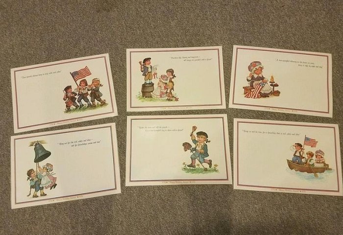 VTG NEW BICENTENNIAL 1776-1976 SET of 6 HAPPY BIRTHDAY AMERICA VINYL PLACEMATS