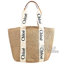 【茱麗葉精品】全新精品 CHLOE 專櫃商品 Woody LOGO 新版織帶草編托特包.白邊 現貨