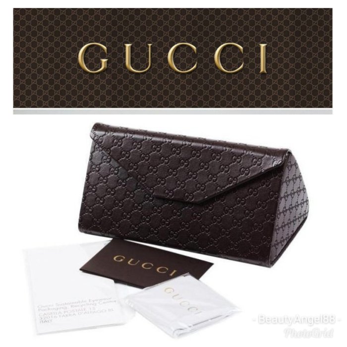 全新 古馳 Gucci 真品 皮質眼鏡盒(S號)原廠配件盒 太陽眼鏡盒 名牌眼鏡盒 磁釦摺疊 飾品收納盒