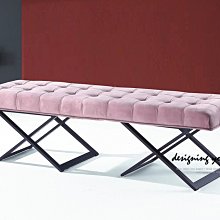 【設計私生活】阿拉蕾5尺黑腳床尾椅、玄關椅-粉紅絨布(免運費)B系列174A