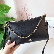 空姐Outlet代購 Coach 22212 新款荔枝紋牛皮女士斜背包 附可調長背帶 編織鏈條可手提 附代購憑證