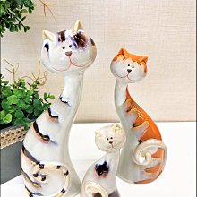 陶瓷製 全家福貓咪一套3入 虎斑貓陶瓷擺件 立體可愛風動物公仔裝飾品擺飾品 俏皮貓咪佈置品【歐舍傢居】