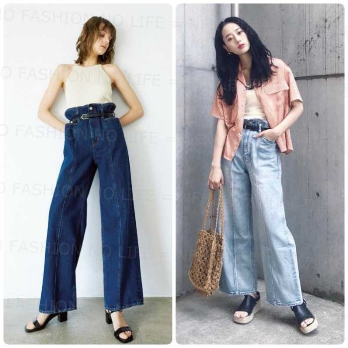 ☆NFNL☆ MOUSSY 2019春夏人氣再入荷 超帥復古摩登感 個性男友風 刷色牛仔寬褲 附皮帶 zara SLY