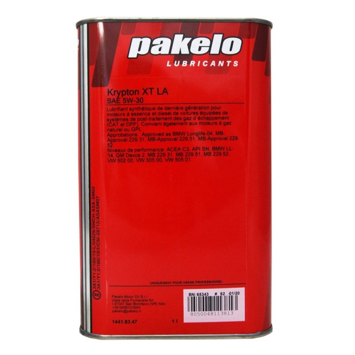 高雄阿齊】PAKELO 5W30 5W40 LUBRICANTS Krypton XT LA-V 全合成C3