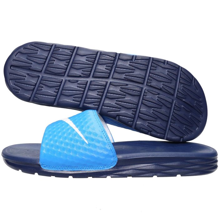 nike 705474-402 藍×白 BENASSI SOLARSOFT 運動拖鞋【特價699元，免運費】708N