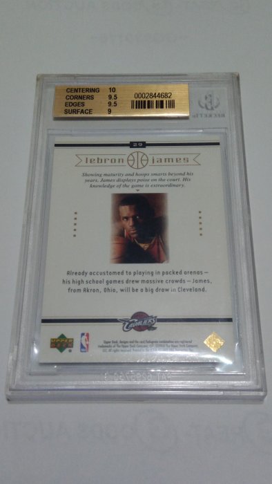 2003-04 UPPER DECK BOX SET RC LEBRON JAMES BGS 9.5 W/10