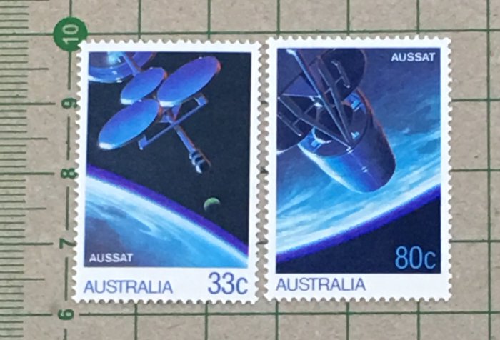 【郵卡庫2/衛星/太空】澳洲1986年SC972/3，澳洲衛星通訊系統 2全，原膠未貼新票 SP7939