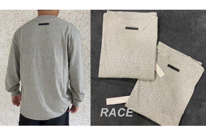 RACE】ESSENTIALS FOG FEAR OF GOD T恤長袖長T 薄長T恤衛衣後面立體字