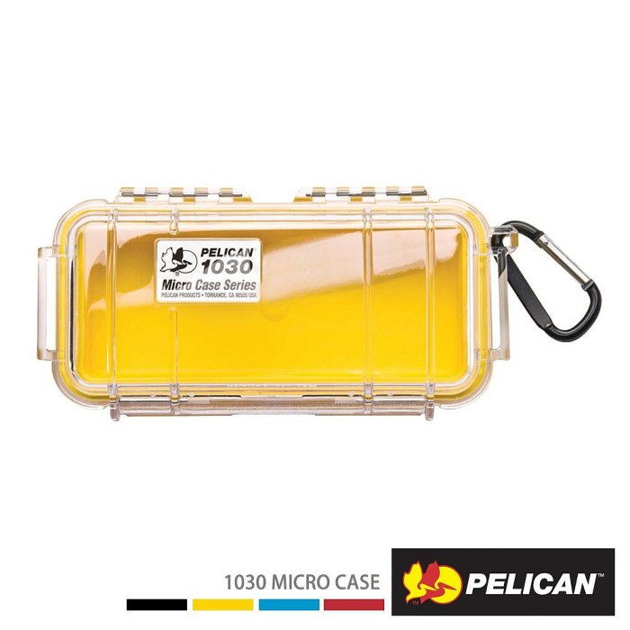 PELICAN 美國派力肯 1030 Micro Case 微型防水氣密箱 透明 黑黃藍紅 4色選1 攝錄影器材保護