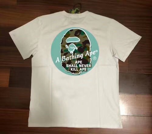 BAPE日本bathing ape 新款20SS迷彩猿人頭衫背圓型logo男女黑白色短袖T恤tee