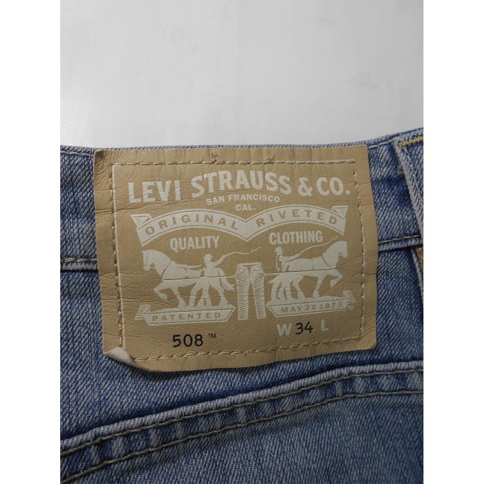 男 ~【LEVI'S】藍色刷白牛仔短褲 34號/實量腰圍約32吋(5B8)~99元起標~