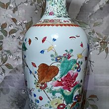 阿國的收藏  清代 菸葉花卉紋 觀音瓶