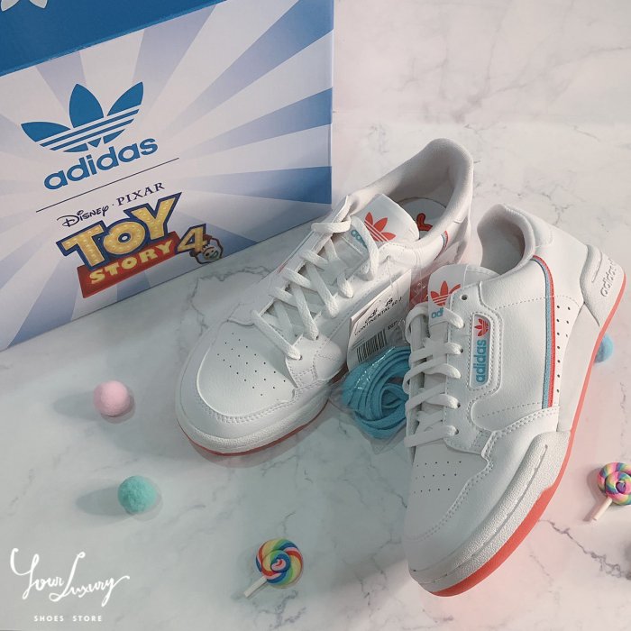 【Luxury】現貨 Adidas Continental 80 X 玩具總動員 叉奇 FORKY 大童 親子鞋 女款