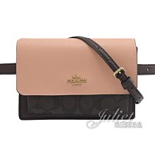 【茱麗葉精品】全新精品 COACH 專櫃商品 C7618 蛇紋飾邊撞色雙背帶兩用腰包.深咖/粉 現貨