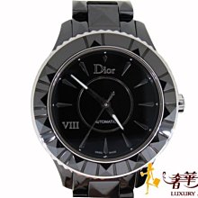 已售出＊奢華大道國際精品＊【W0350】Christian Dior 38mm黑陶瓷機械腕錶 CD1245E0C001