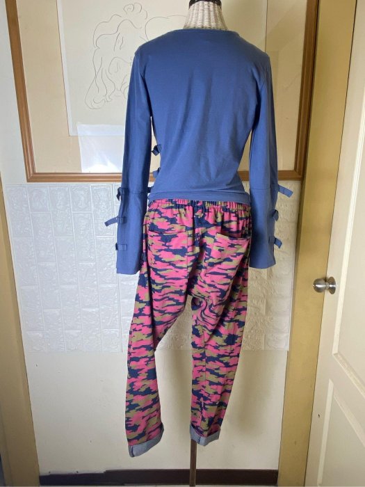 羅拉快跑 近新Open mind泰國製粉紅 藍色銅排釦純棉個性低檔褲