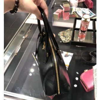 【二手正品】Prada 貝殼包 普拉達 黑色漆皮女包 金標 中型單肩手提包1BA002 prada 包包