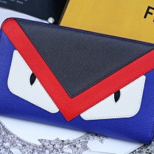 Fendi 7M0198 Bug Large Zipper Wallet 加大型摩摩拉鍊長夾 灰橘藍 現貨